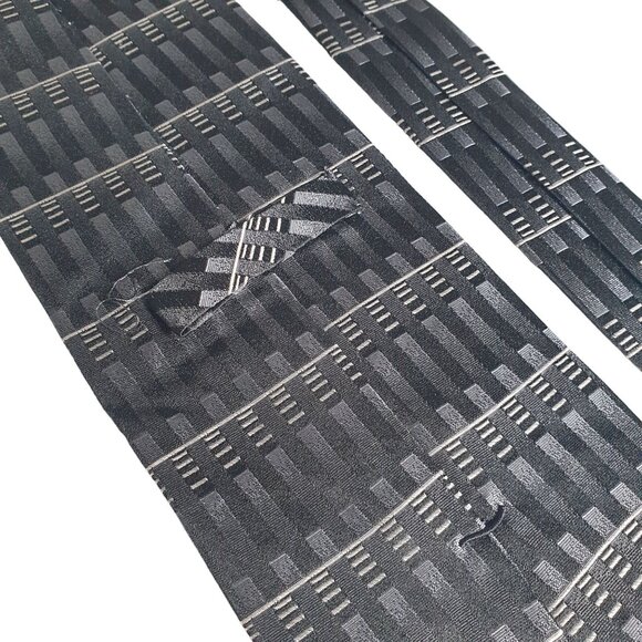 Murano Extra Long Geometric Patterned Tie Black Gray Designer 64 Inch Vintage - Picture 5 of 5